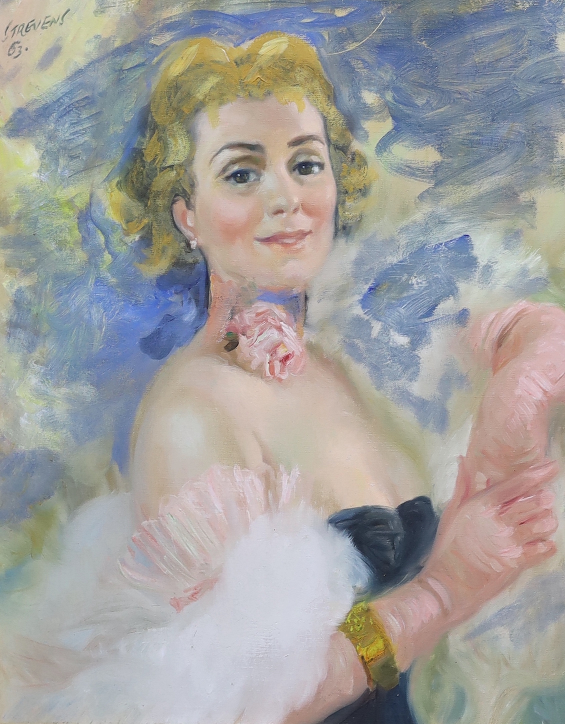 John Frederick Lloyd Strevens (1902-1990), oil on canvas, Portrait of a young woman, signed, dated and inscribed verso, 50 x 40cm